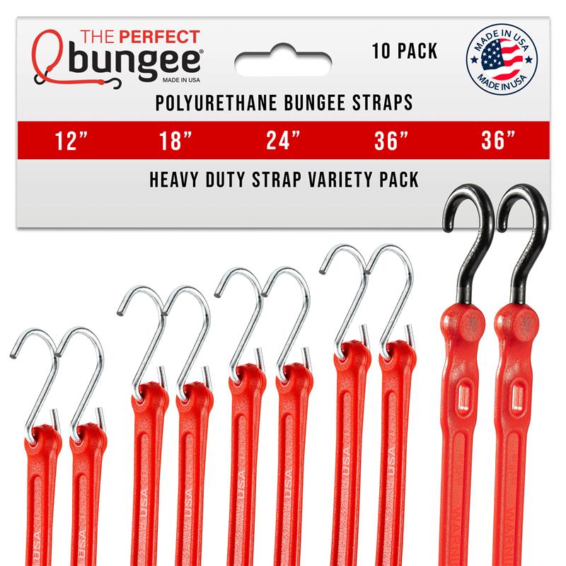 10pc Variety Pack - Heavy Duty Tarp Straps w/ Adjust A Straps - The Perfect Bungee and SHOCKSTRAP
