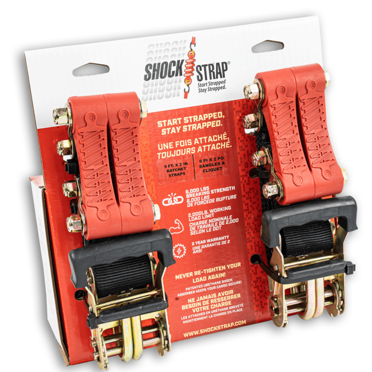2" wide ShockStrap Ratchet Strap 2 Pack - Wholesale - The Perfect Bungee and ShockStrap Tie Downs