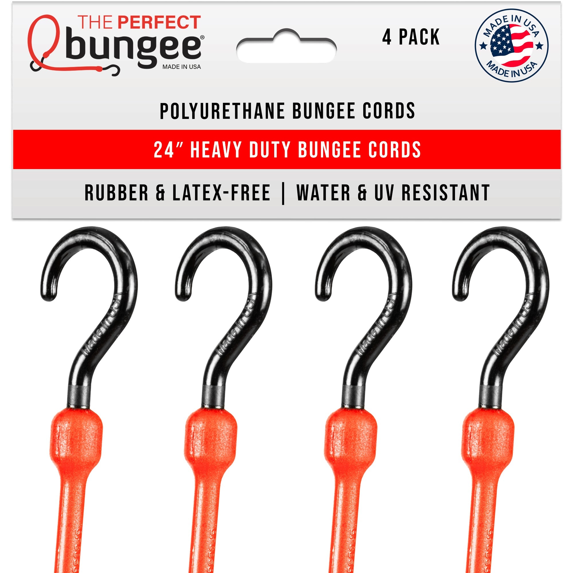 24" Heavy Duty Poly Bungee Cord 4 Pack - The Perfect Bungee & ShockStrap Tie Downs