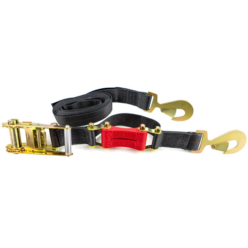 9ft x 2in SHOCKSTRAP® Ratchet Strap w Snap Hooks, Premium Made In USA Polyester Webbing, 10,000lb Breaking Strength, 3,333lb Working Load Limit, Commercial Grade - The Perfect Bungee and ShockStrap Tie Downs