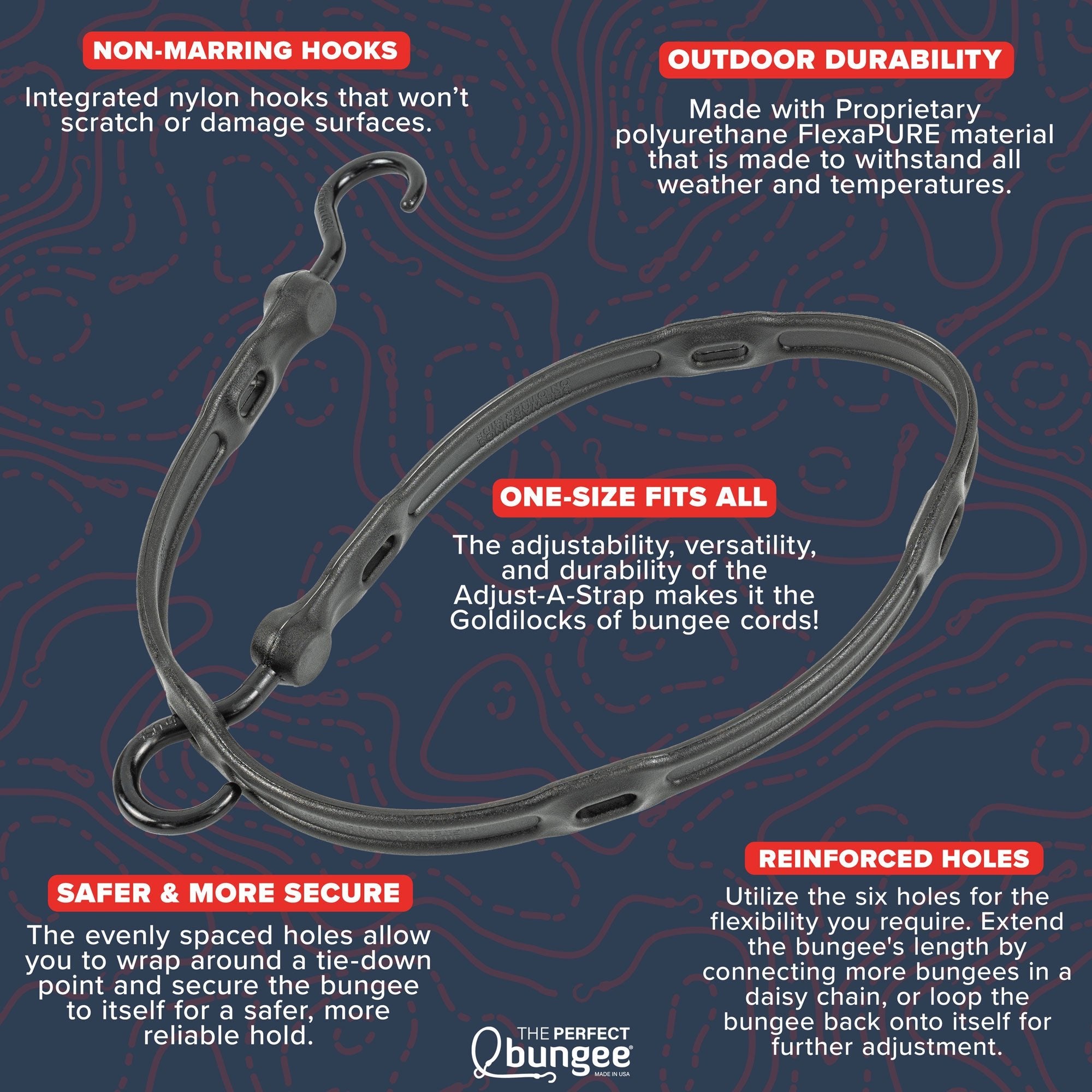 36" Adjust-A-Strap Adjustable Bungee Strap 4 Pack - The Perfect Bungee & ShockStrap Tie Downs