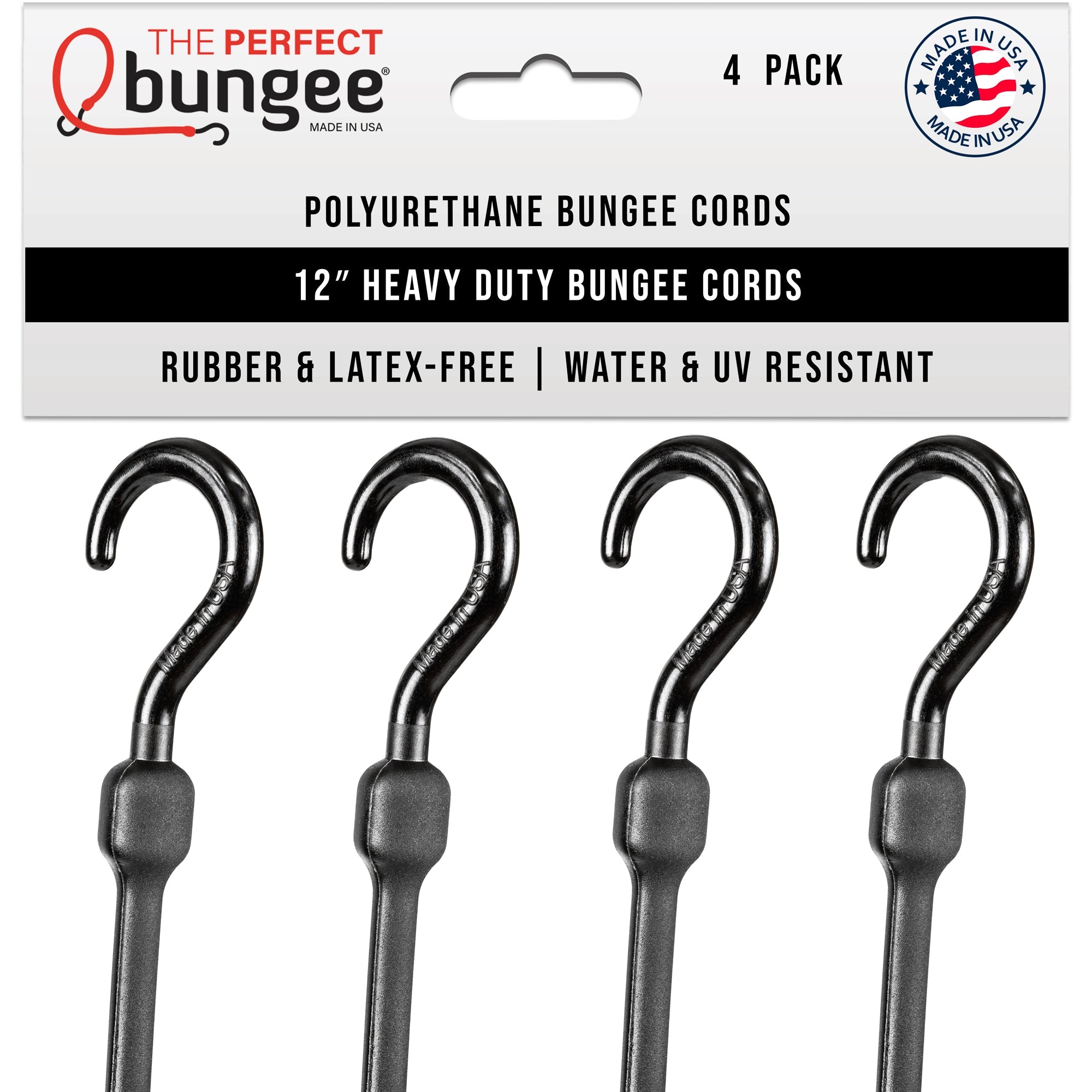 12" Heavy Duty Poly Bungee Cord 4 Pack - The Perfect Bungee & ShockStrap Tie Downs