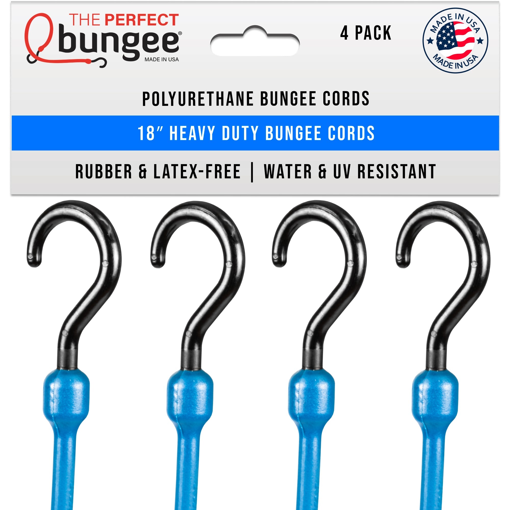 18" Heavy Duty Poly Bungee Cord 4 Pack - The Perfect Bungee & ShockStrap Tie Downs