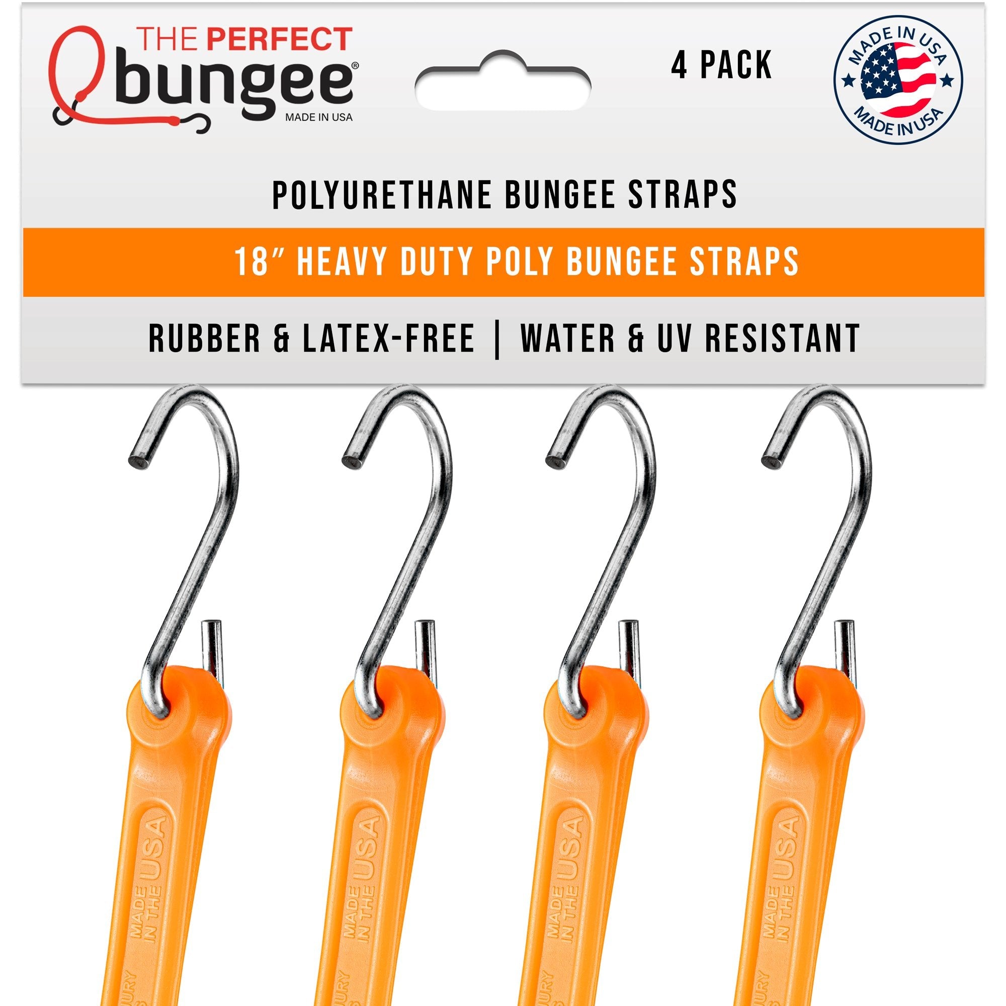 18" Heavy Duty Poly Bungee Strap 4 Pack - The Perfect Bungee & ShockStrap Tie Downs