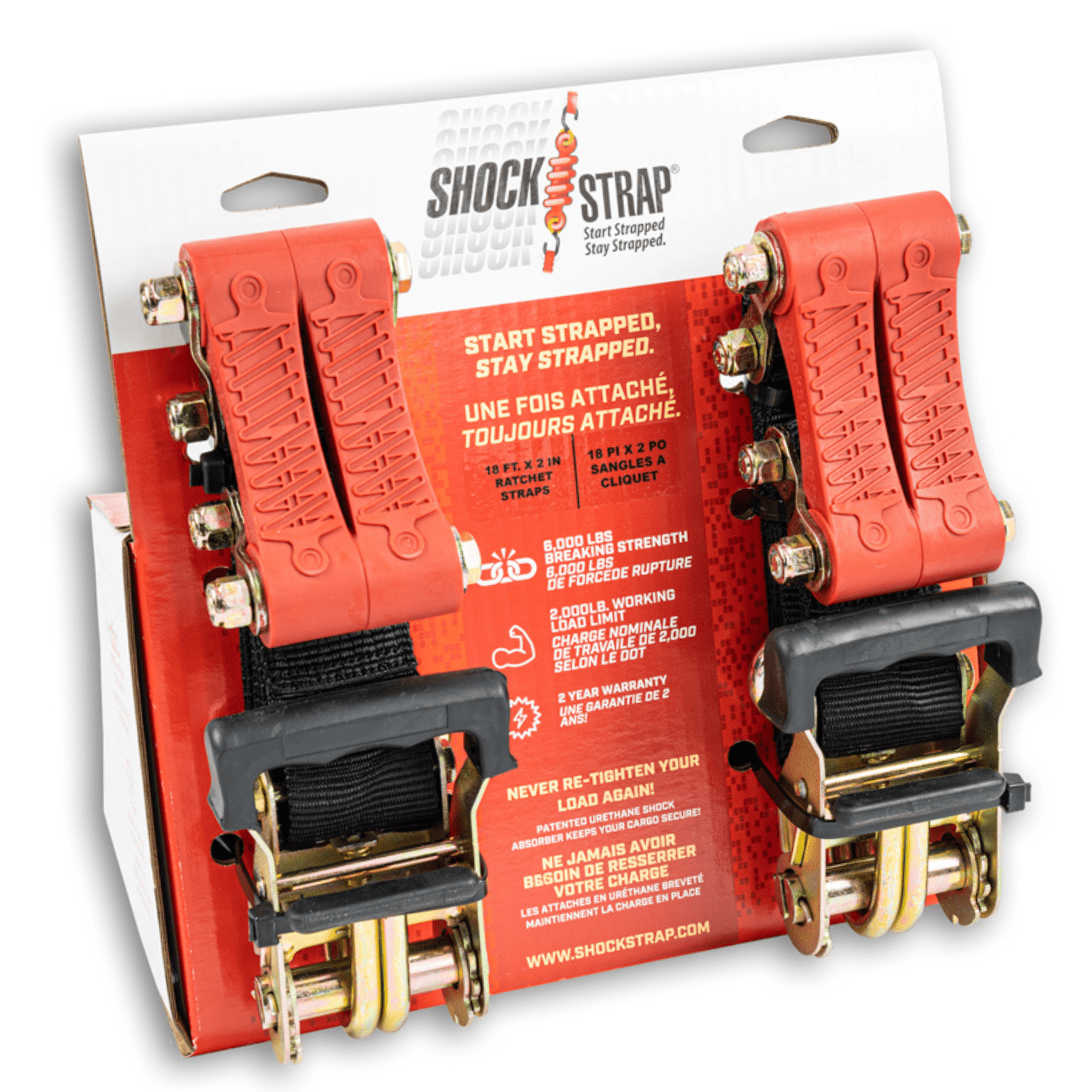2" wide ShockStrap Ratchet Strap 2 Pack - Wholesale - The Perfect Bungee and ShockStrap Tie Downs