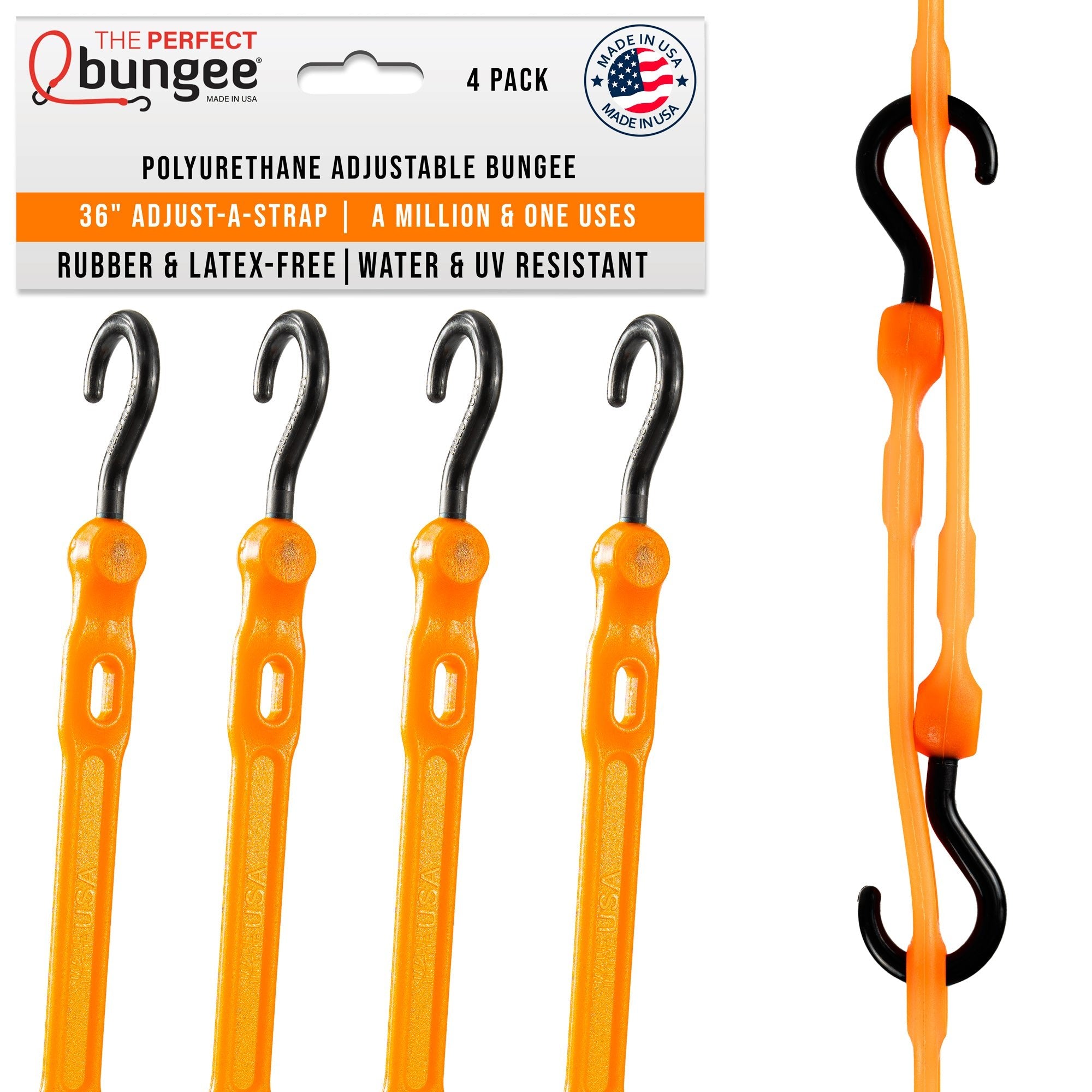 36" Adjust - A - Strap Adjustable Bungee Strap 4 Pack - The Perfect Bungee & ShockStrap Tie Downs