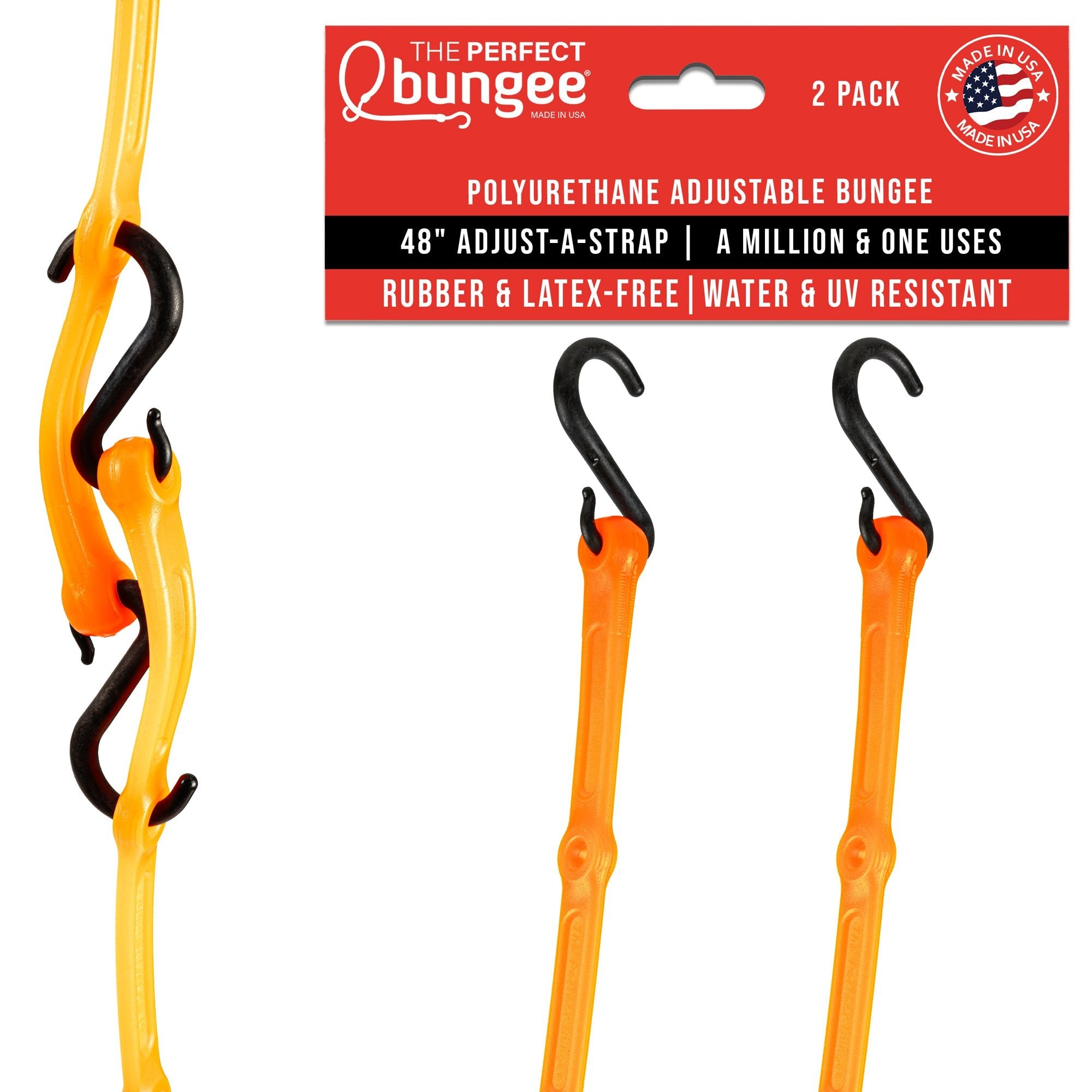 48" Adjust - A - Strap® Adjustable Bungee Strap 2 Pack - The Perfect Bungee & ShockStrap Tie Downs