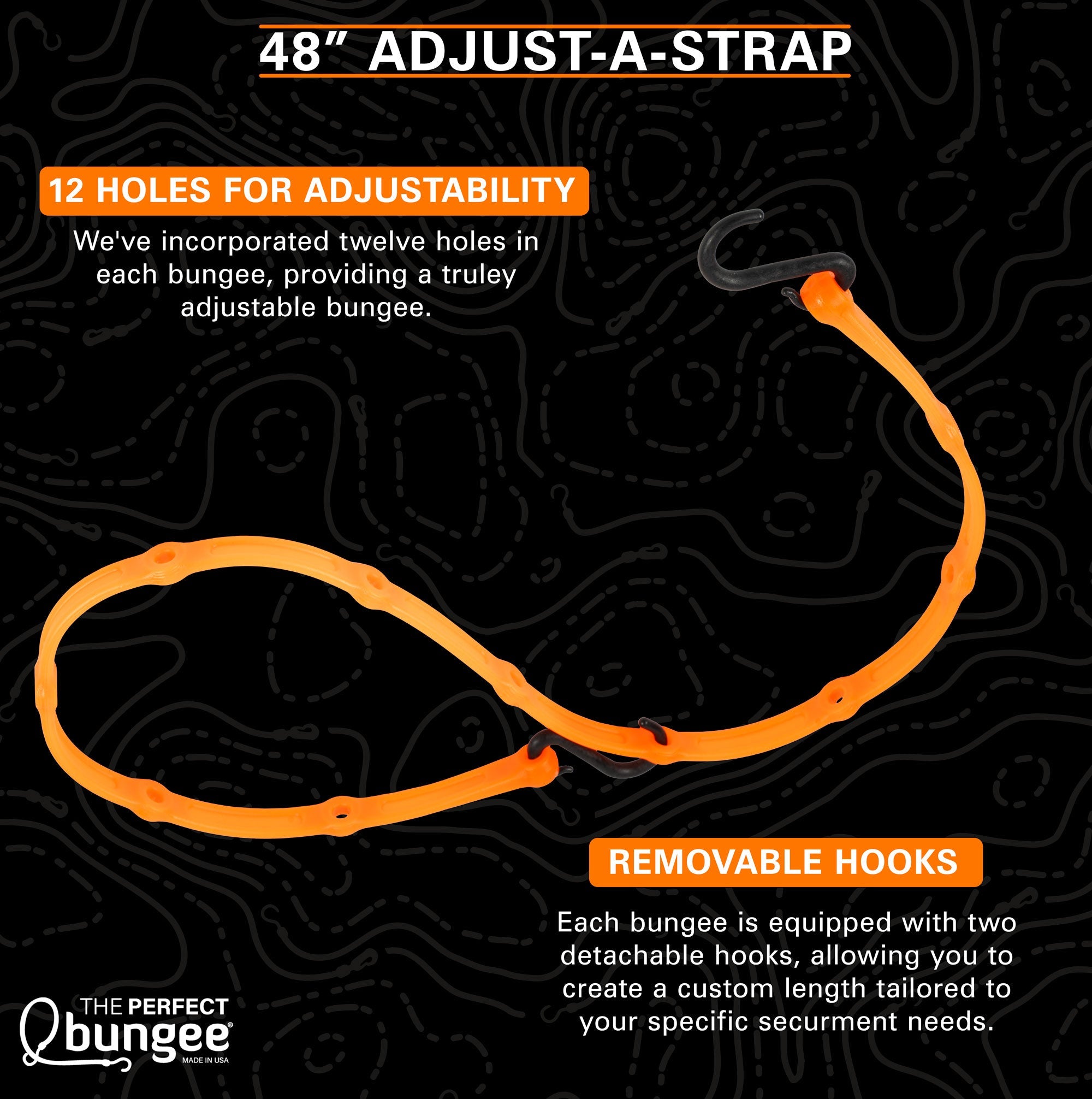 48" Adjust-A-Strap Adjustable Bungee Strap 4 Pack, Nylon Hooks - The Perfect Bungee & ShockStrap Tie Downs